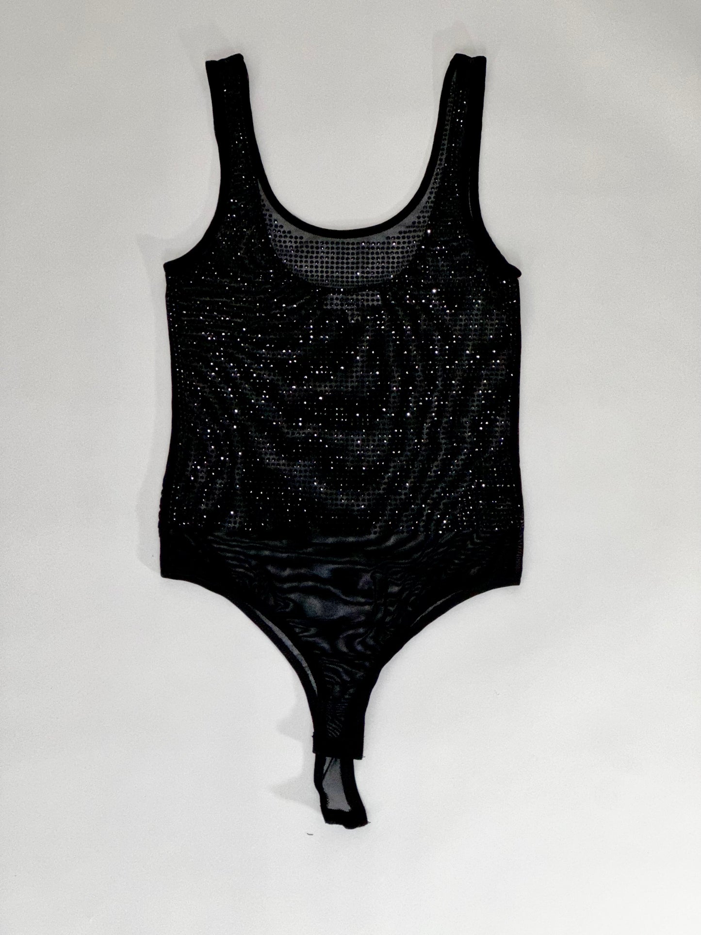 Black Mesh Rhinestone Bodysuit