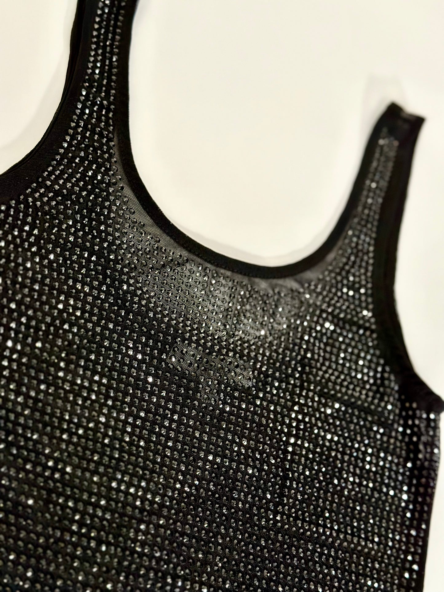 Black Mesh Rhinestone Bodysuit