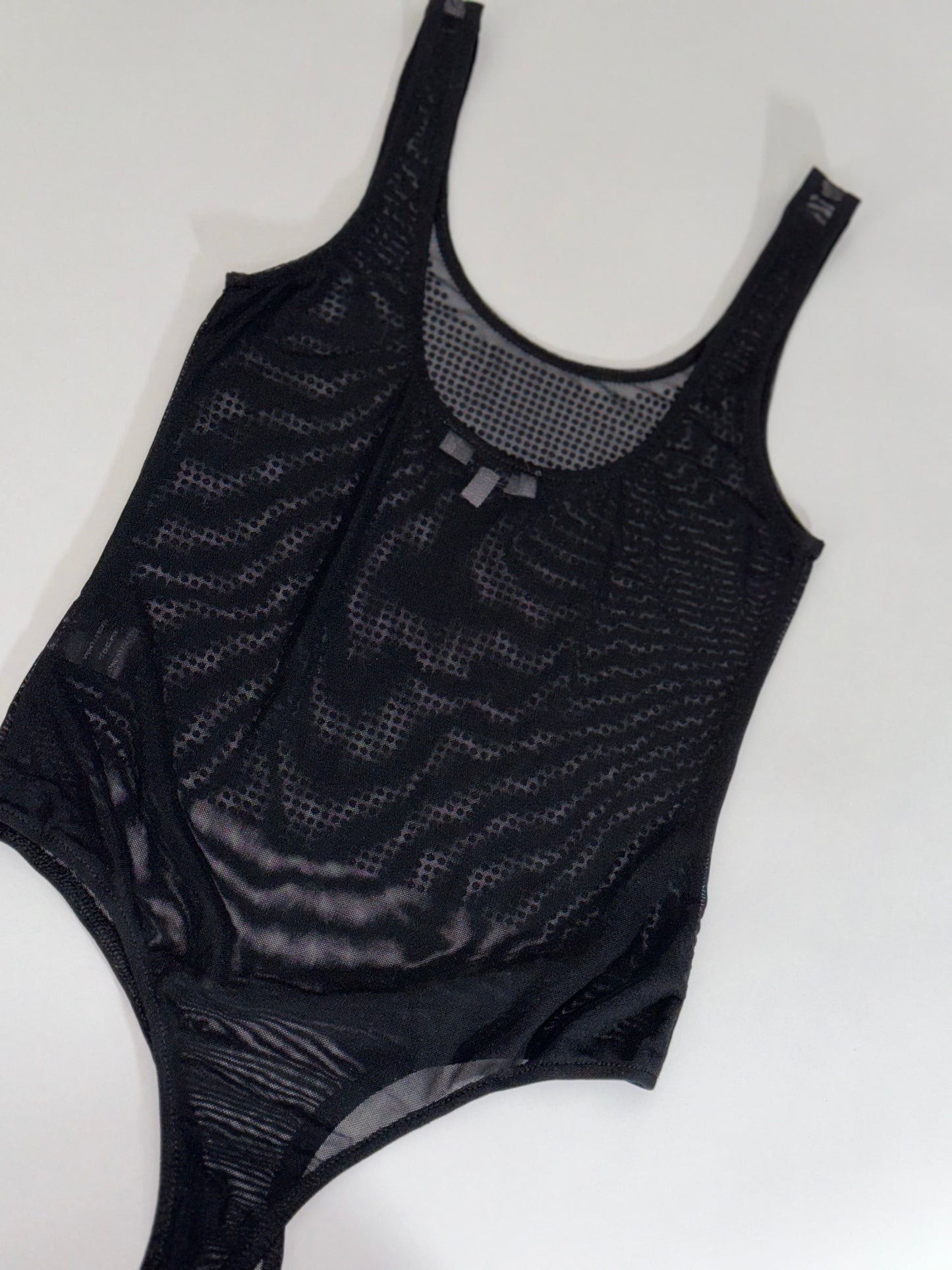 Black Mesh Rhinestone Bodysuit