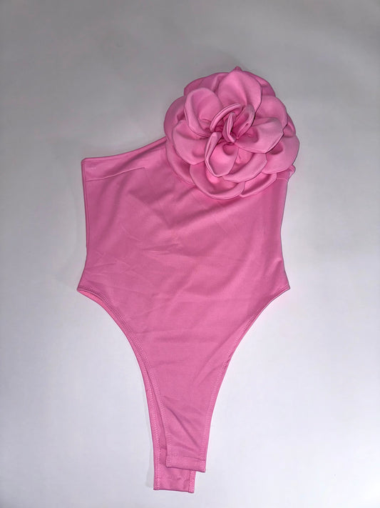 3D Pink Flower Bodysuit