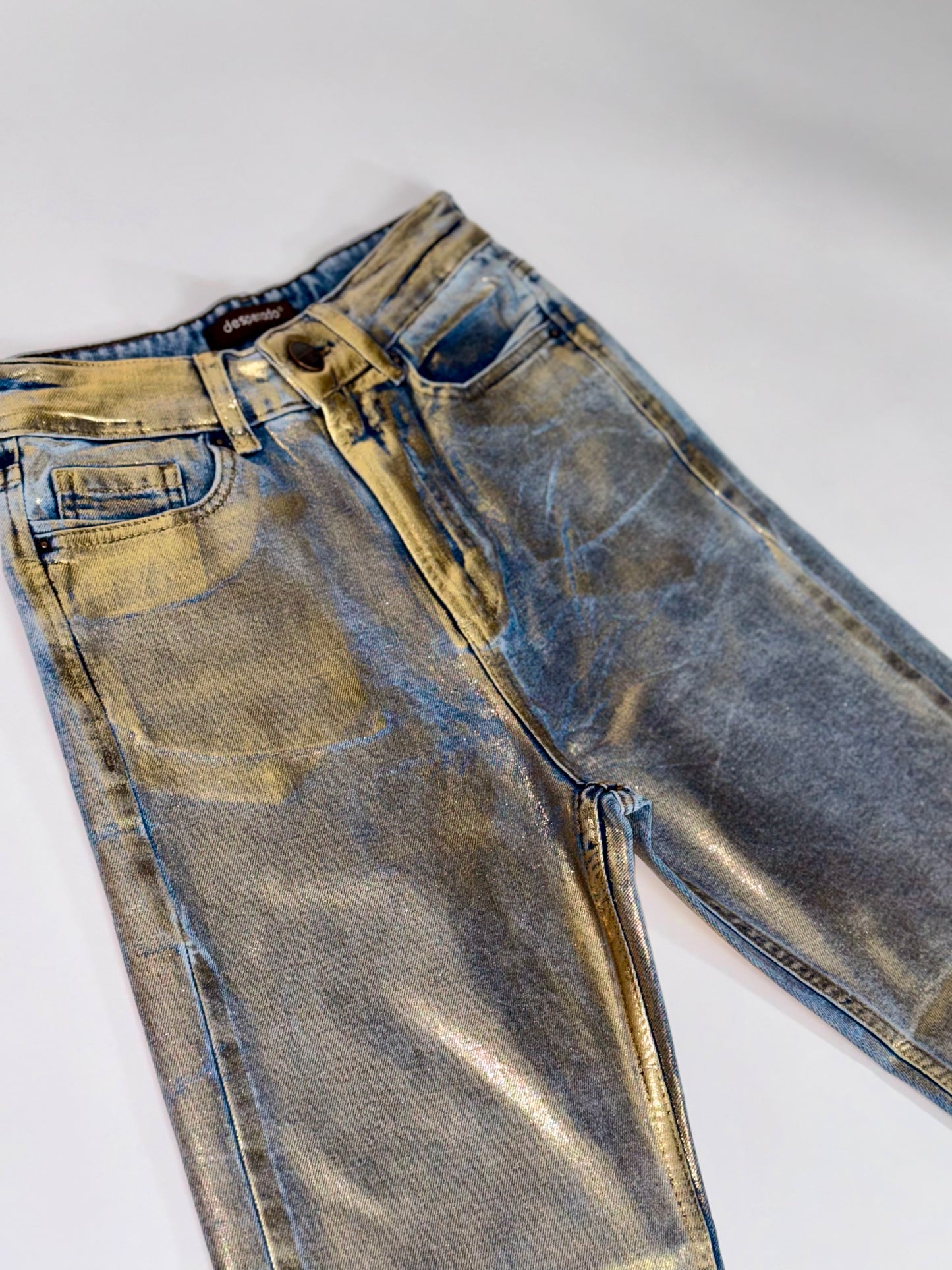 METALLIC DENIM JEANS