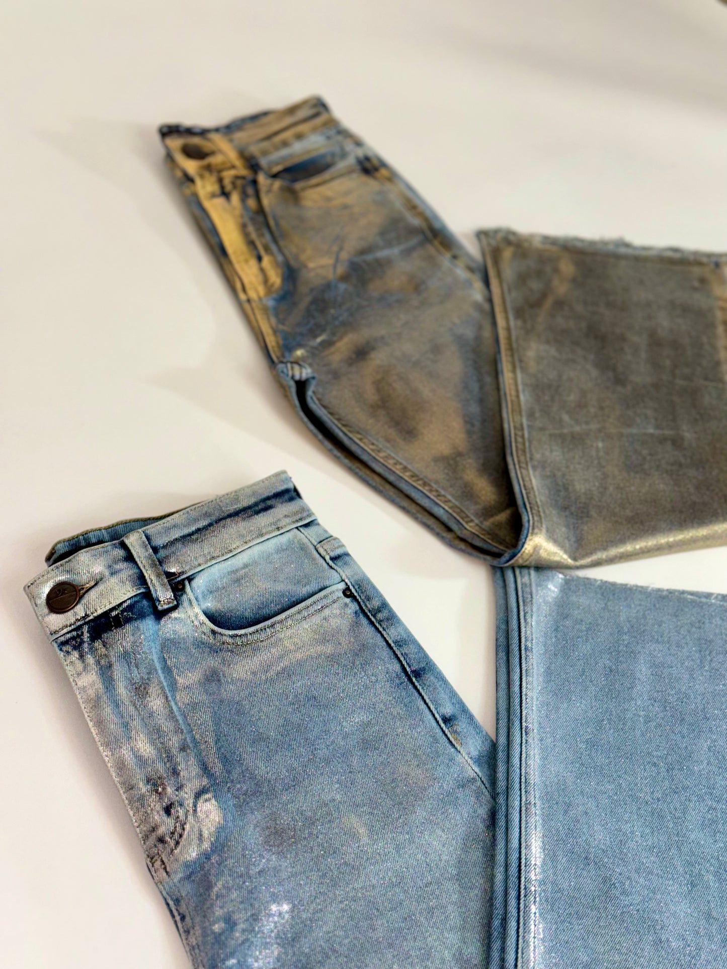 METALLIC DENIM JEANS