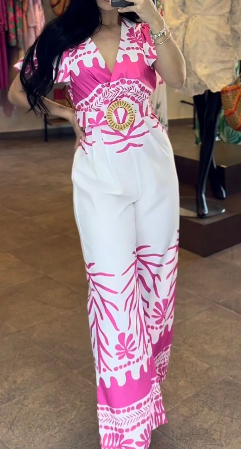 Pink White Jumpsuit