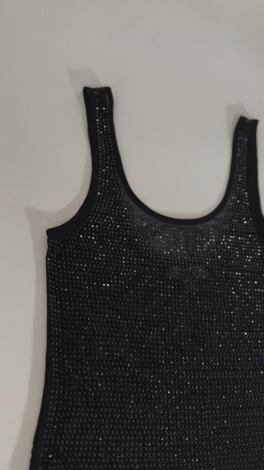 Black Mesh Rhinestone Bodysuit