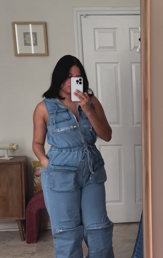 Cargo Denim Jumpsuit