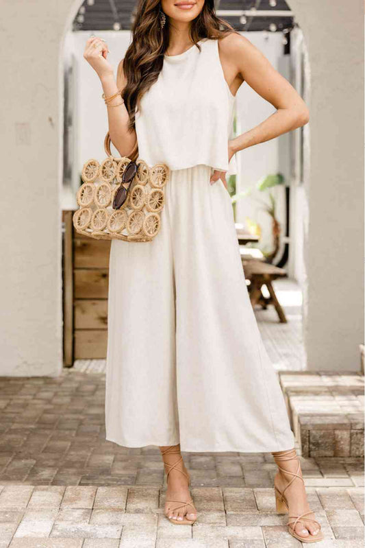 Round Neck Sleeveless Jumpsuit